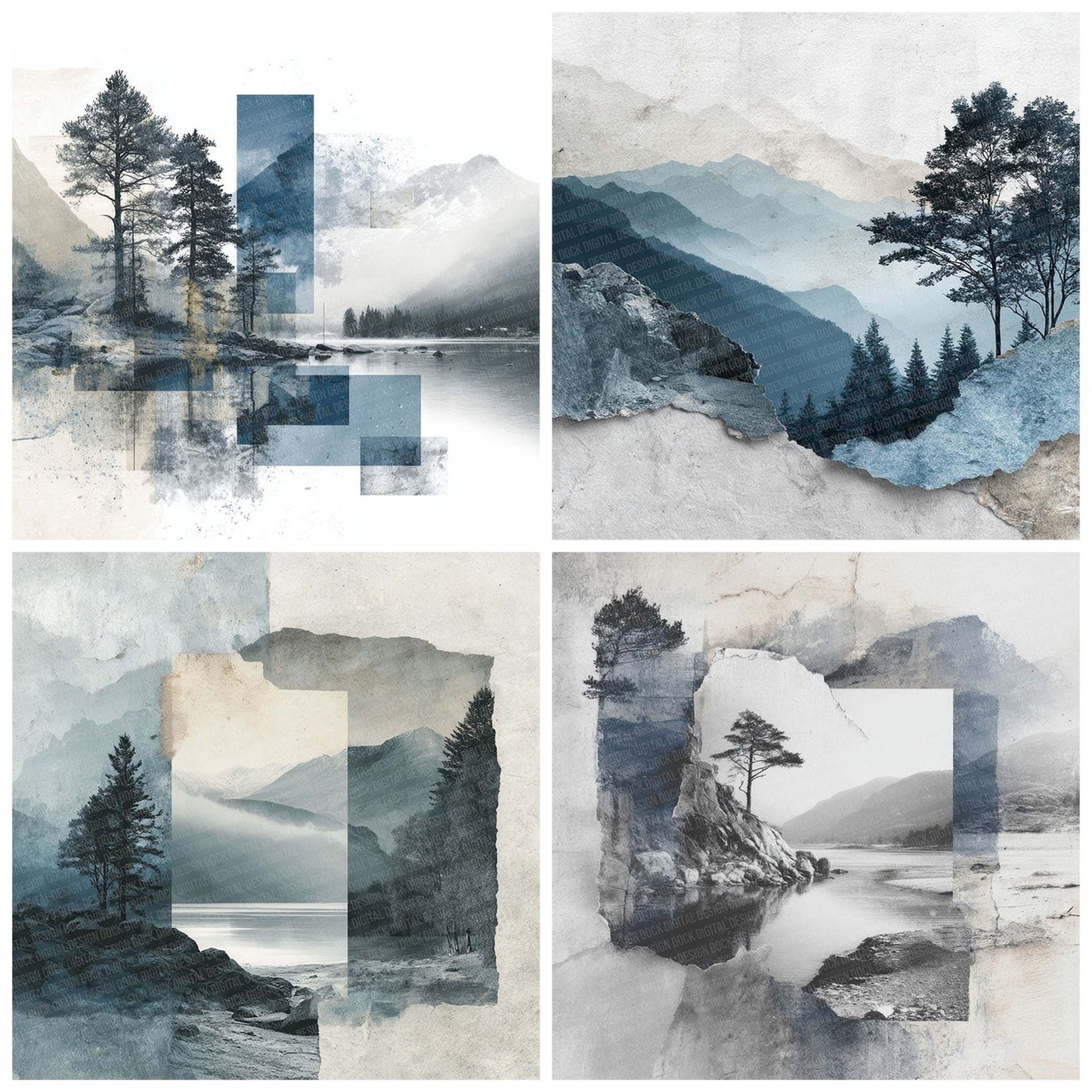 Nordic Fjord Collage Digital Paper Pack (DDD002762)
