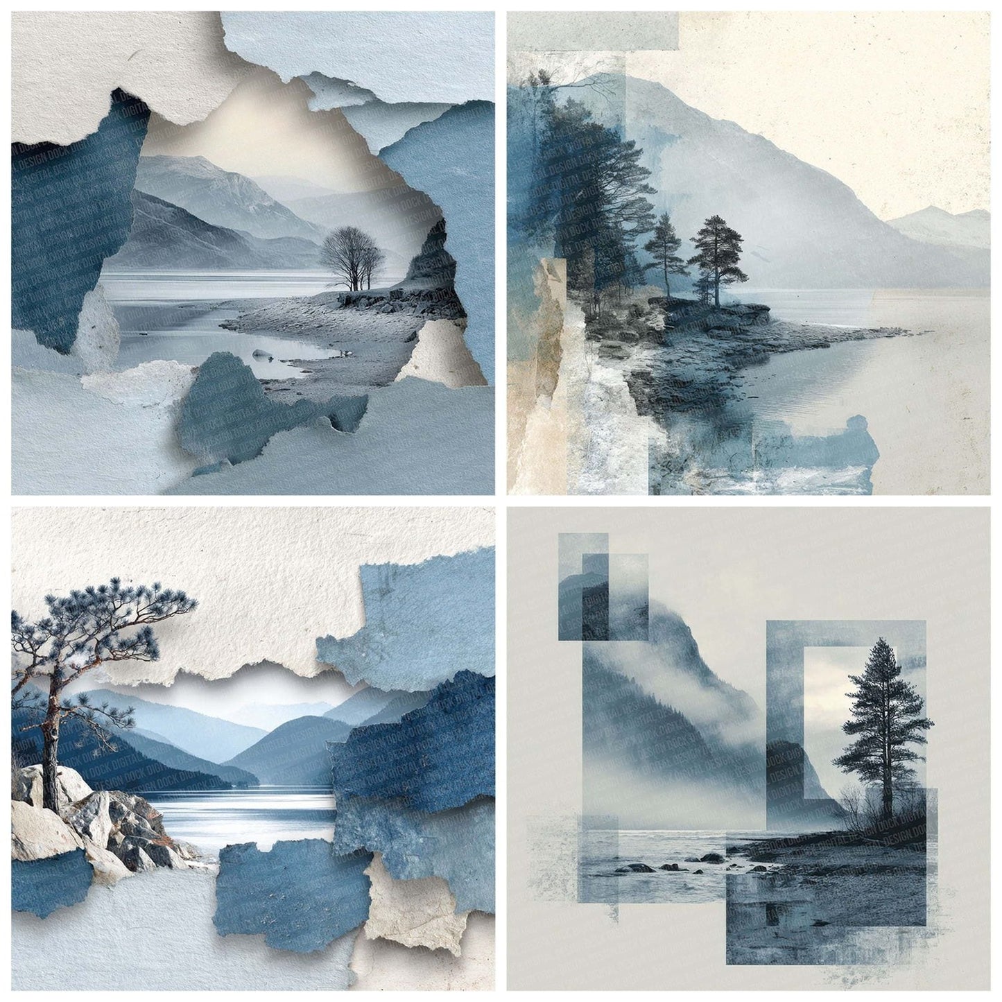 Nordic Fjord Collage Digital Paper Pack (DDD002762)