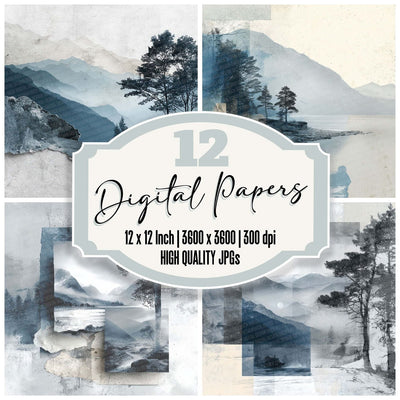 Nordic Fjord Collage Digital Paper Pack (DDD002762)