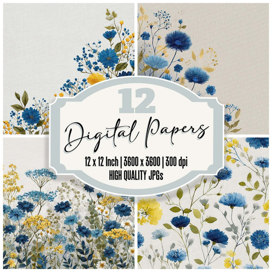 Nordic Midsummer Florals Digital Paper Pack (DDD002763)