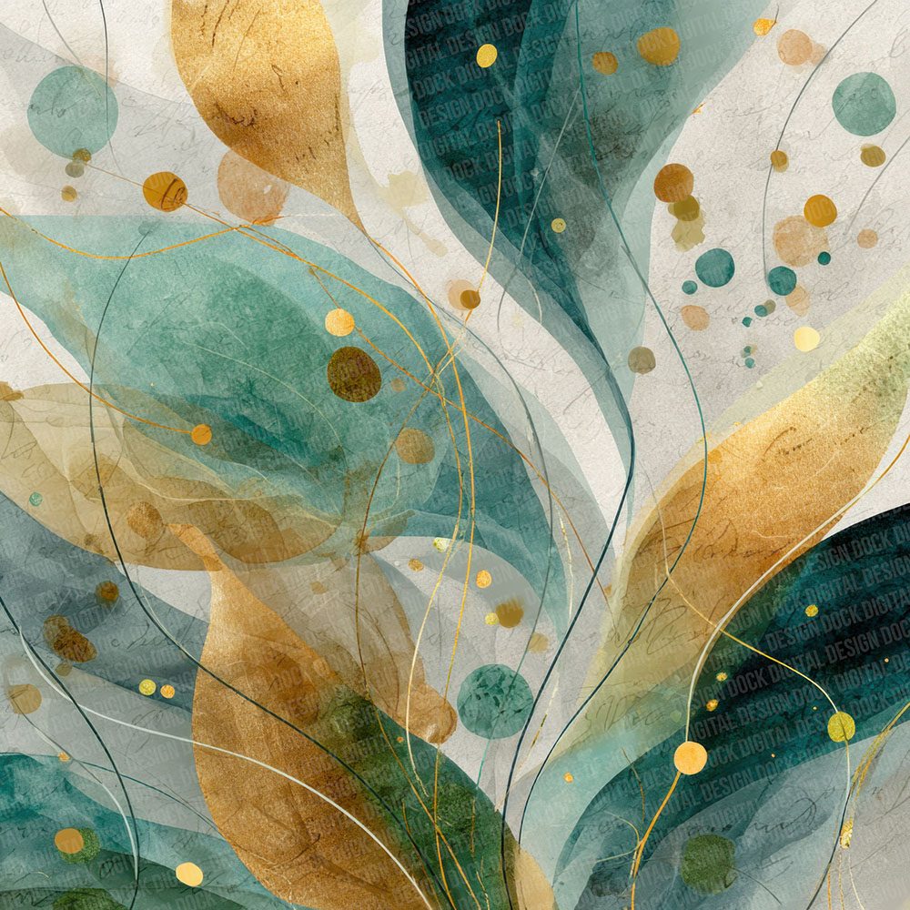 Nouveau Flow Art Layers Script Digital Paper Pack (DDD002771)