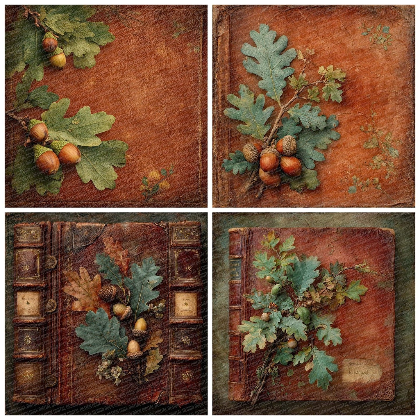 Oak Leaf Leather Digital Paper Pack (DDD007694)