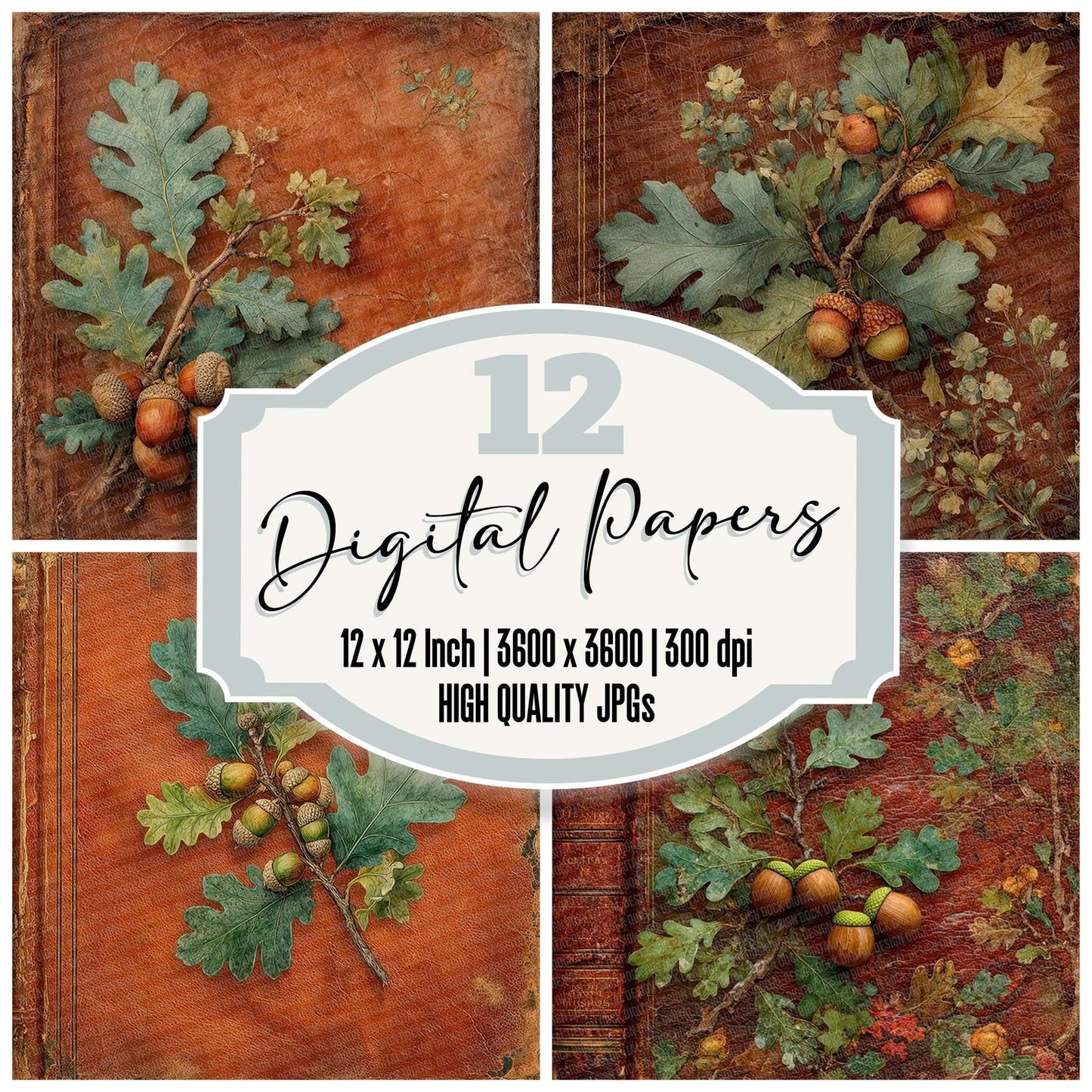 Oak Leaf Leather Digital Paper Pack (DDD007694)
