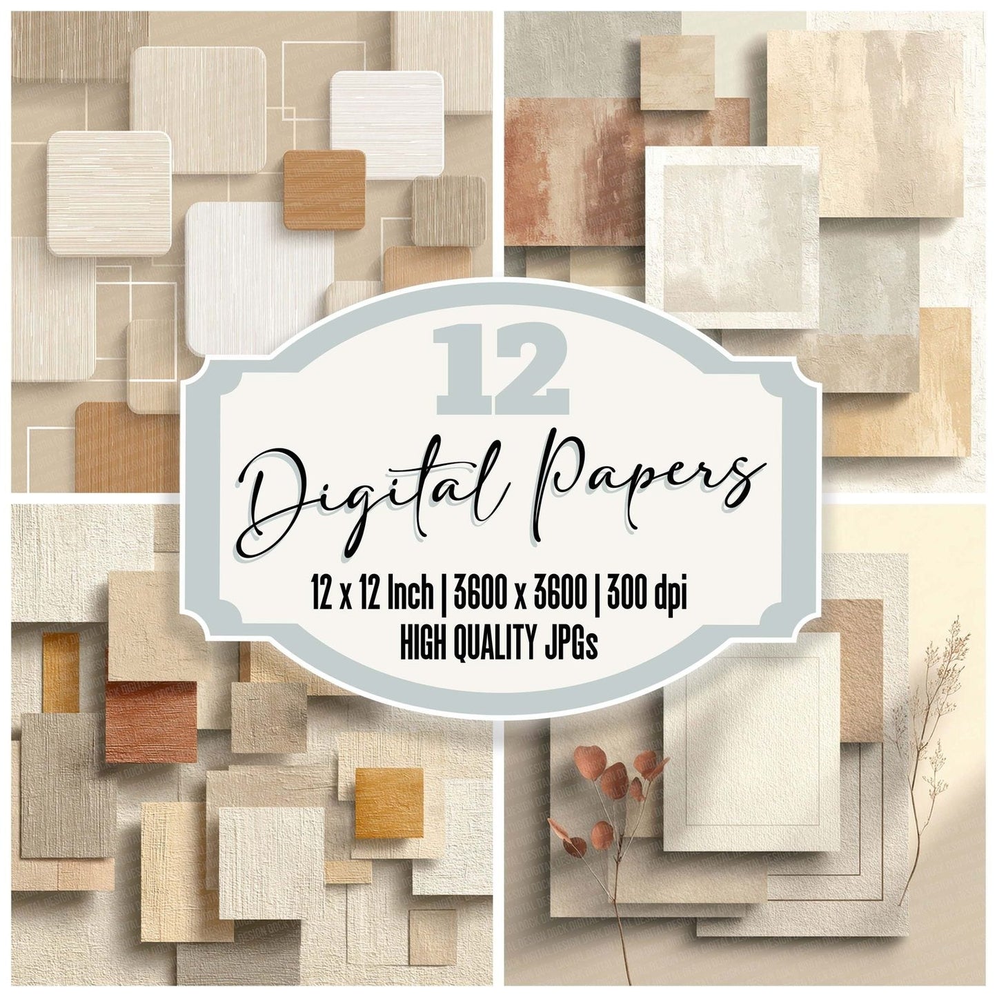 Oat Porcelain Background Digital Paper Pack (DDD002775)