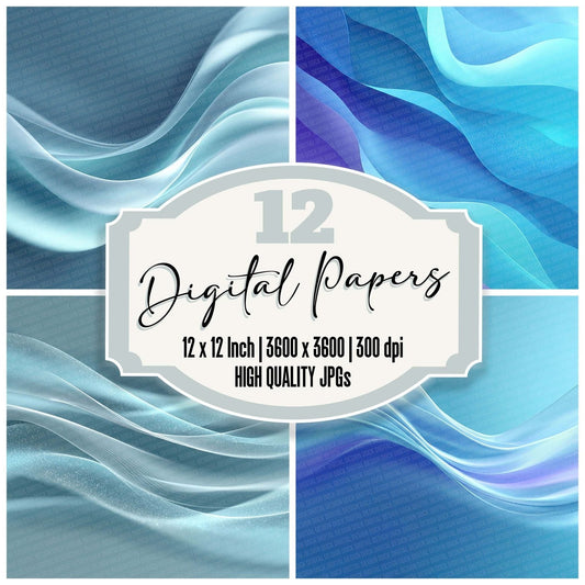 Ocean Blue Abstract Digital Paper Pack (DDD002780)