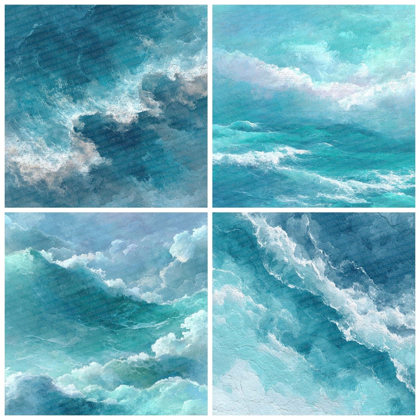 Ocean Wave Notes Wash Digital Paper Pack (DDD002781)