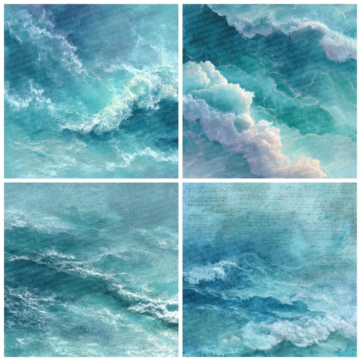 Ocean Wave Notes Wash Digital Paper Pack (DDD002781)