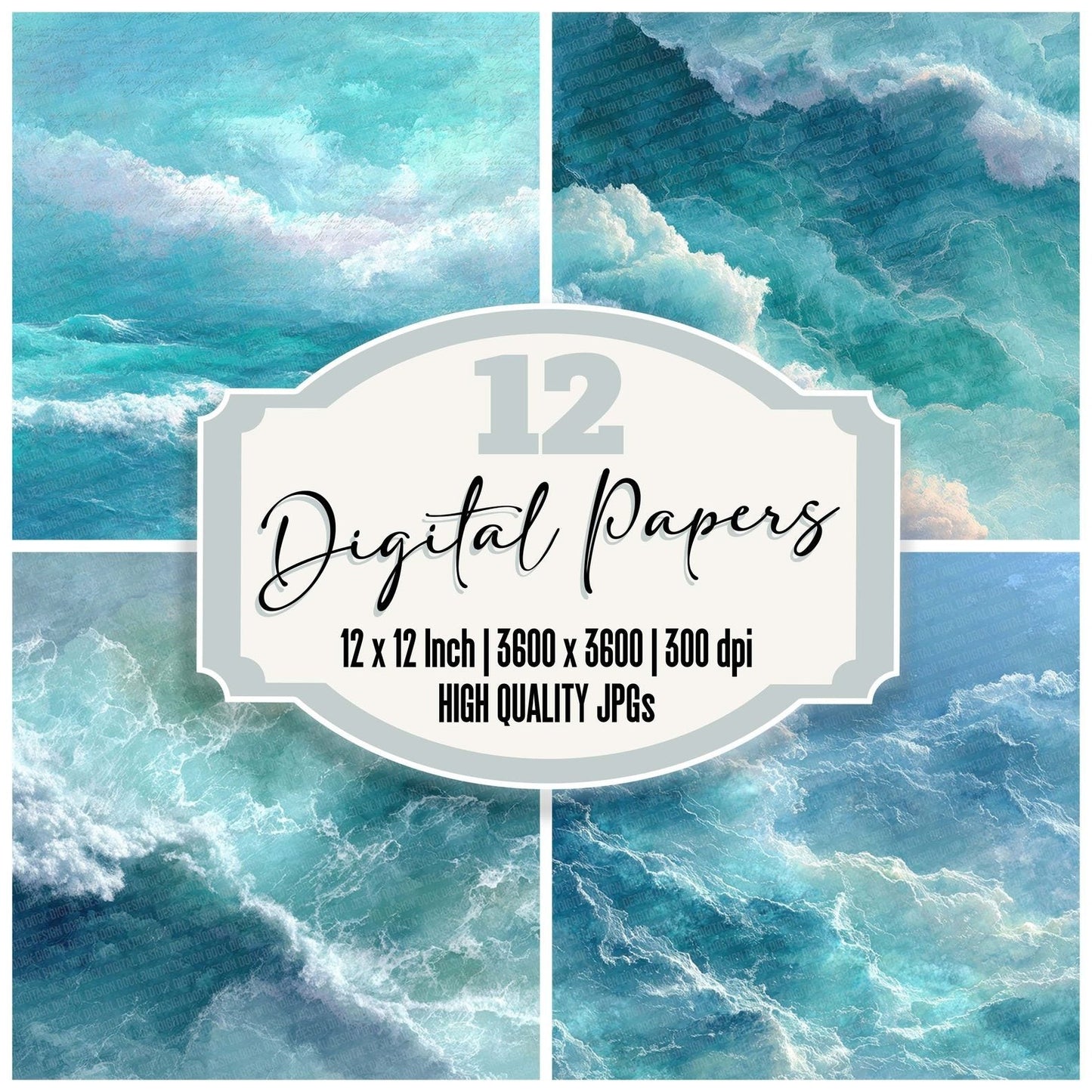 Ocean Wave Notes Wash Digital Paper Pack (DDD002781)
