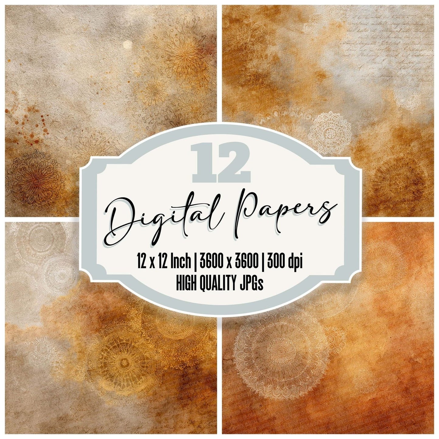Ochre Ivory Sacred Layers Digital Paper Pack (DDD002786)