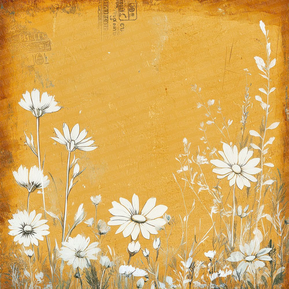 Ochre Wildflower Stamp Digital Paper Pack (DDD002793)