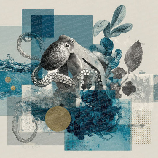 Octopus Ocean Moodboard Digital Paper Pack (DDD002795)