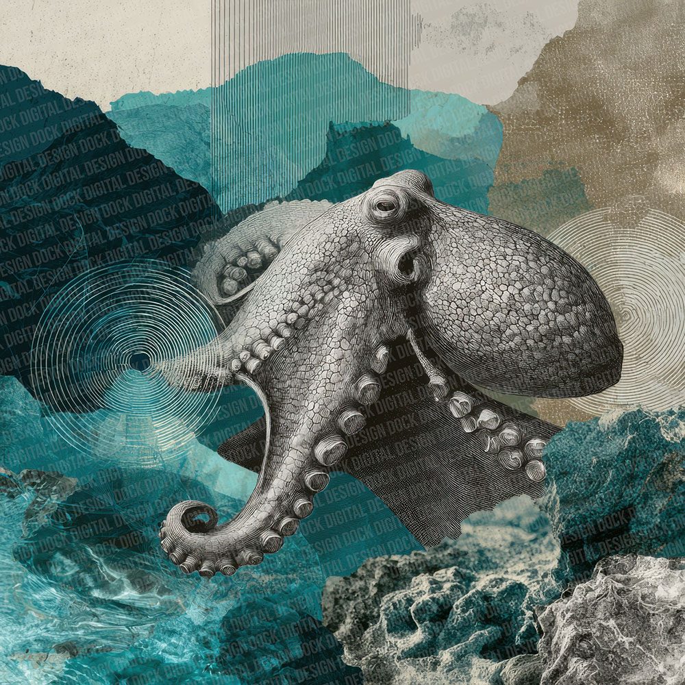 Octopus Ocean Moodboard Digital Paper Pack (DDD002795)