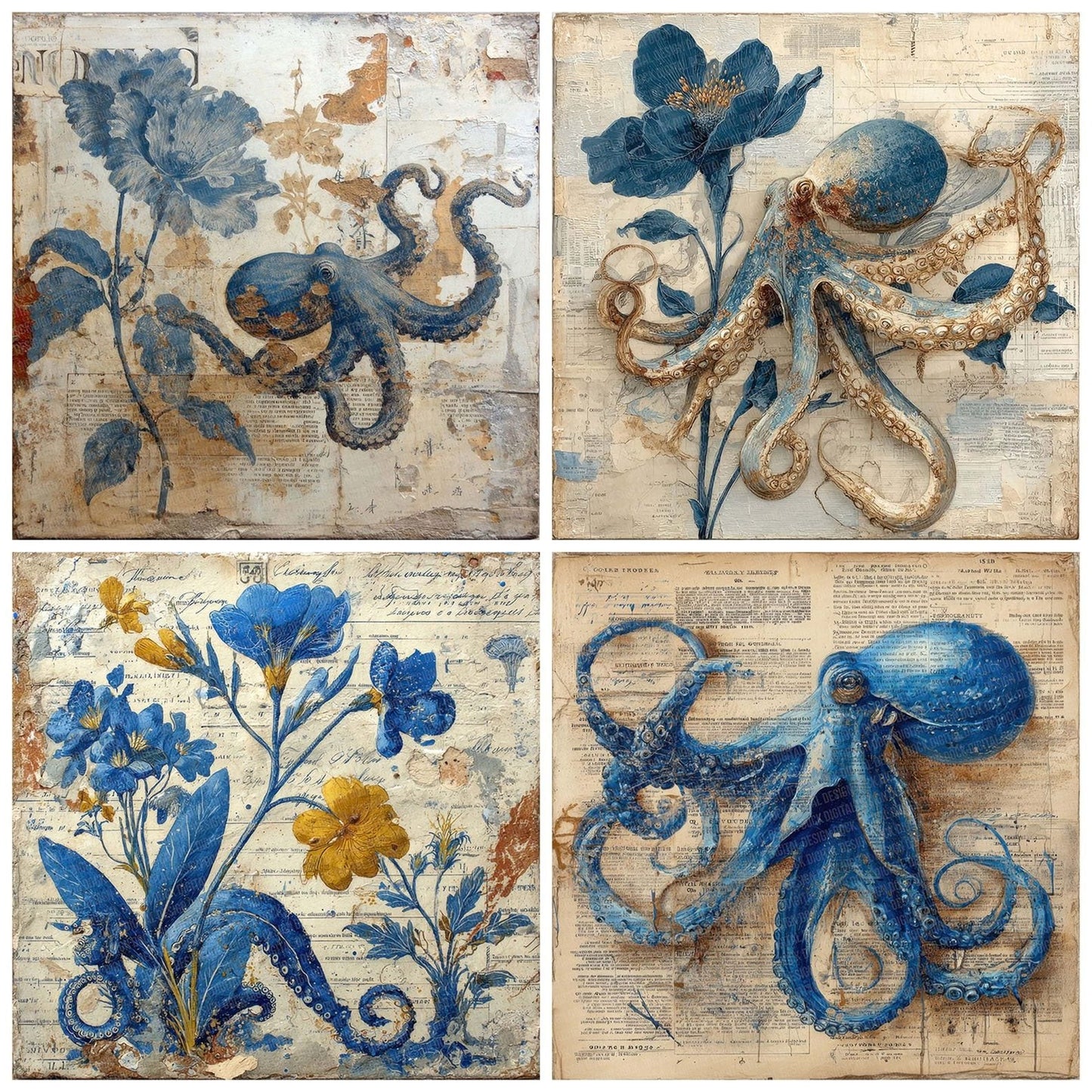 Octopus  Botanical Peel Digital Paper Pack (DDD002794)