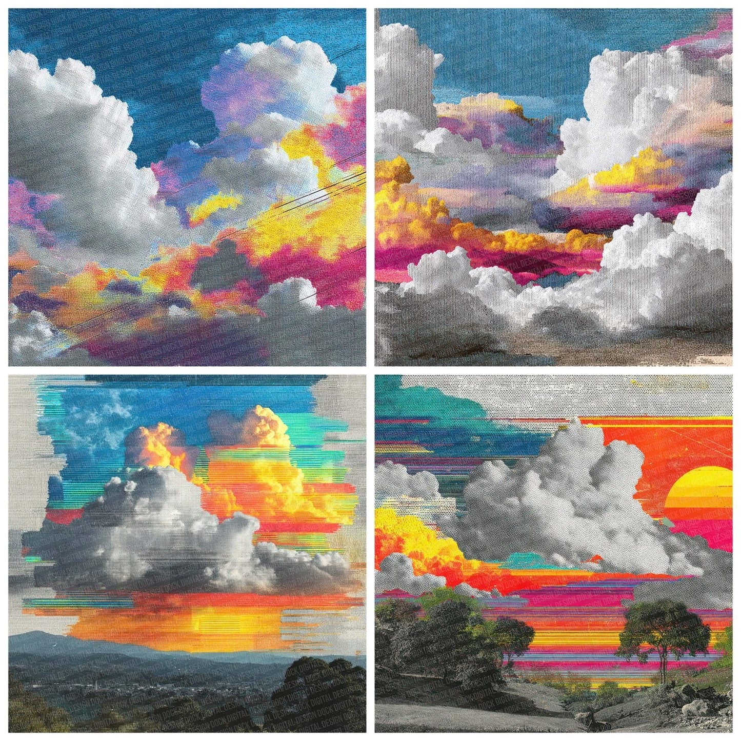 Offset Glitch Cloud Digital Paper Pack (DDD002799)