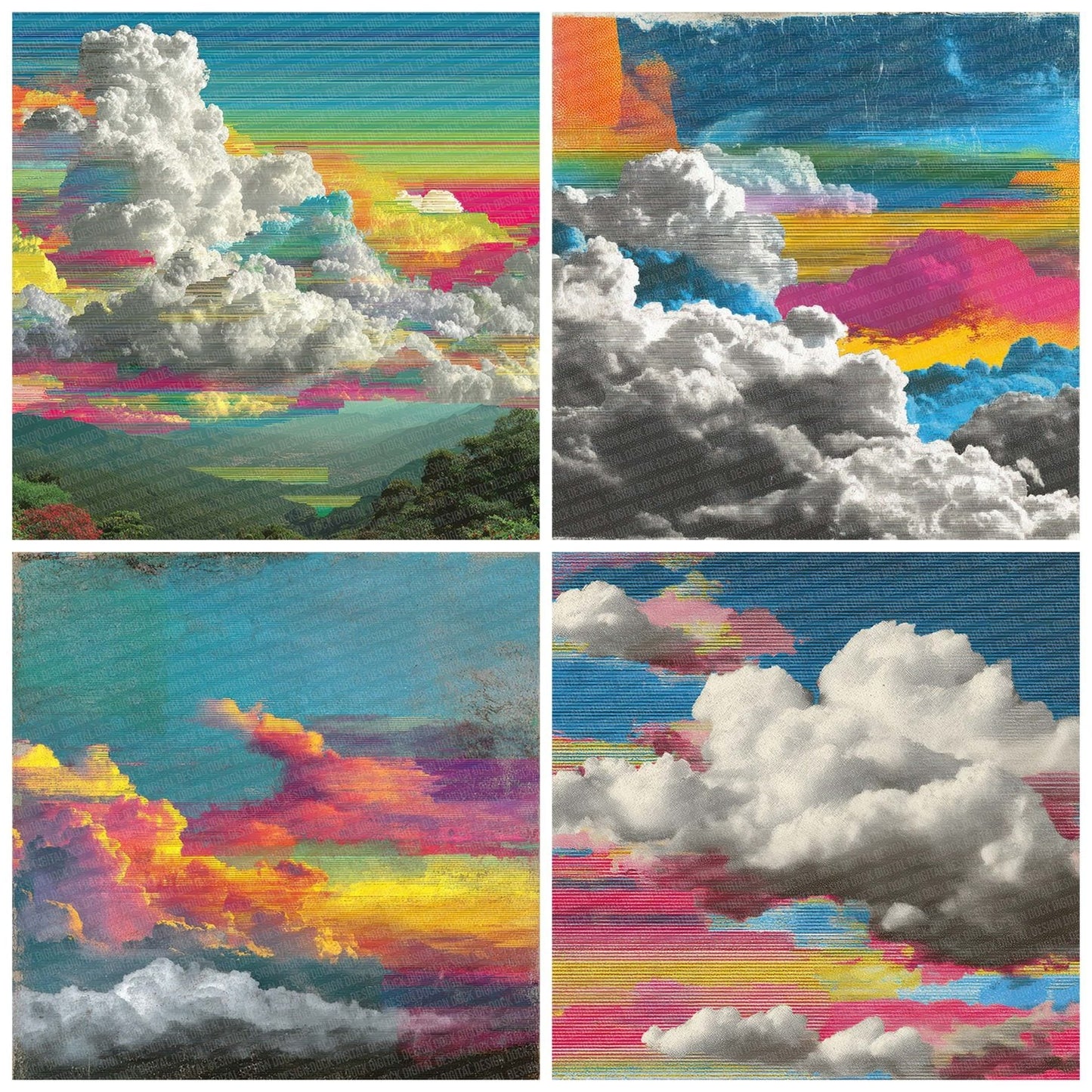 Offset Glitch Cloud Digital Paper Pack (DDD002799)