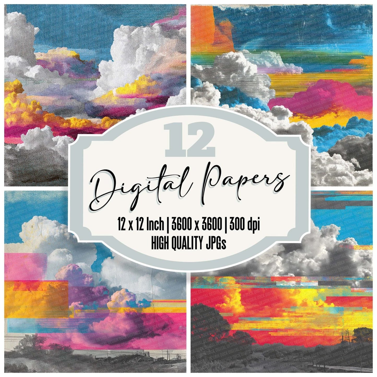 Offset Glitch Cloud Digital Paper Pack (DDD002799)
