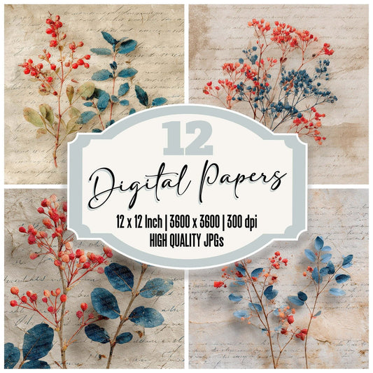Offset Herb Script Digital Paper Pack (DDD002800)