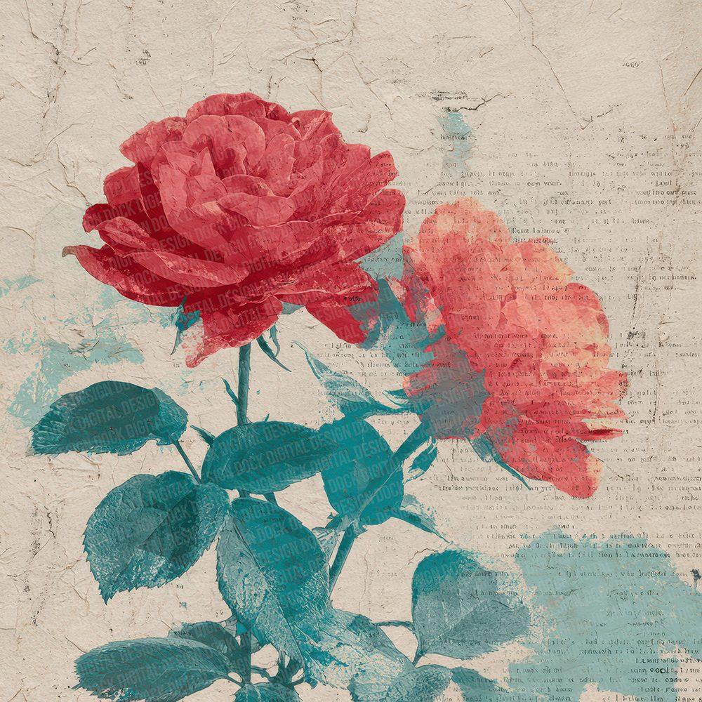 Offset Rose Block Digital Paper Pack (DDD002803)