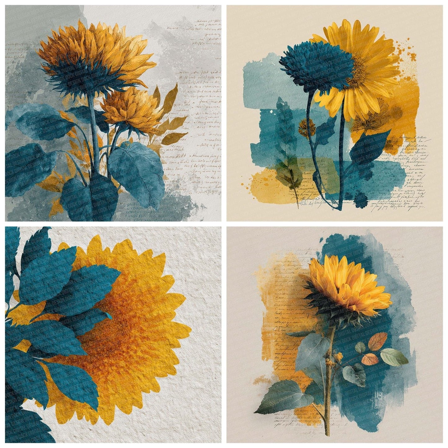Offset Sunflower Block Digital Paper Pack (DDD002805)