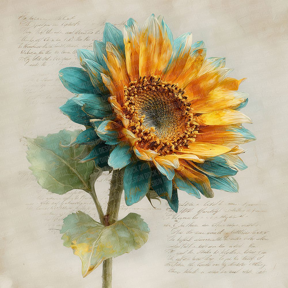 Offset Sunflower Poem Digital Paper Pack (DDD002806)