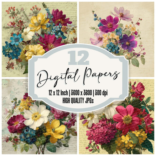 Offset Wildflower Notes Digital Paper Pack (DDD002808)