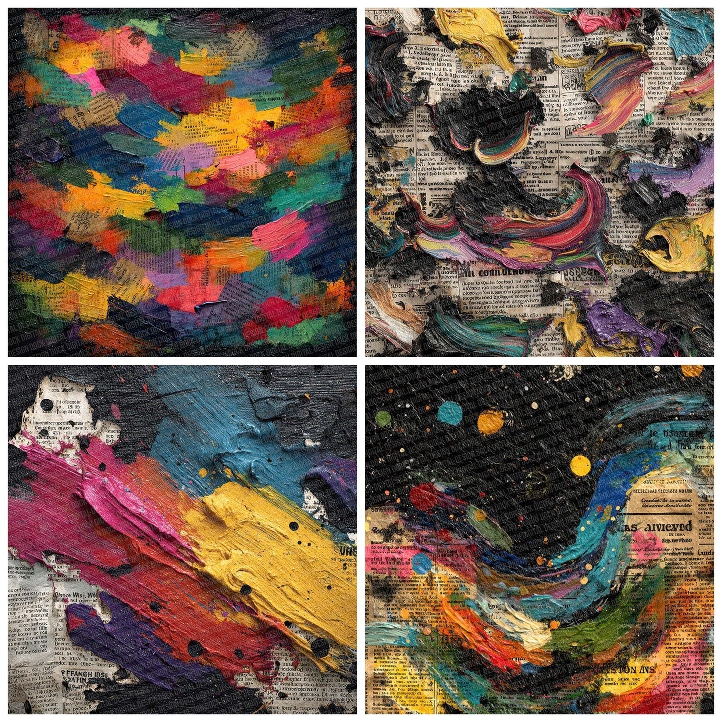Oil News Swirl Digital Paper Pack (DDD002809)