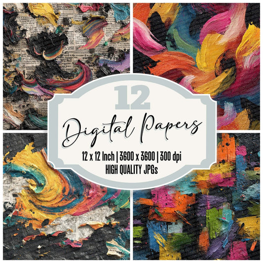 Oil News Swirl Digital Paper Pack (DDD002809)