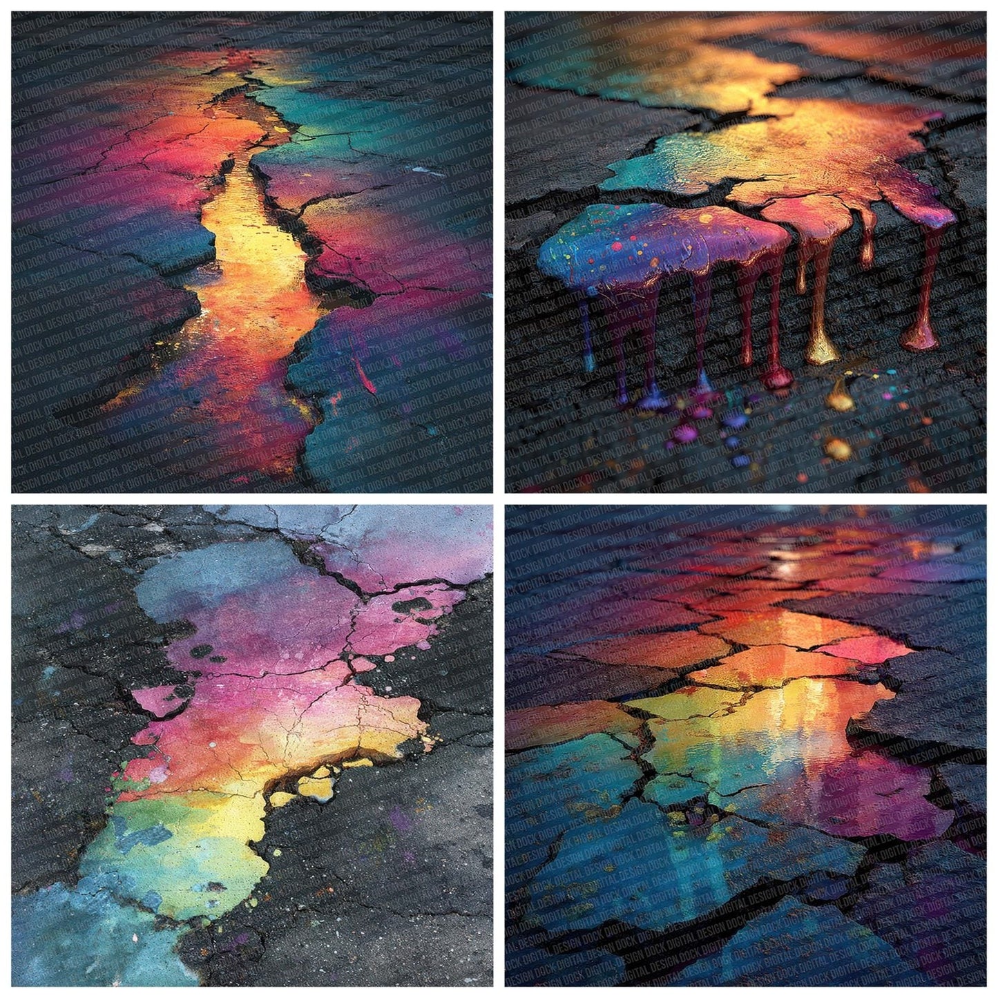 Oil Slick Asphalt Digital Paper Pack (DDD002810)