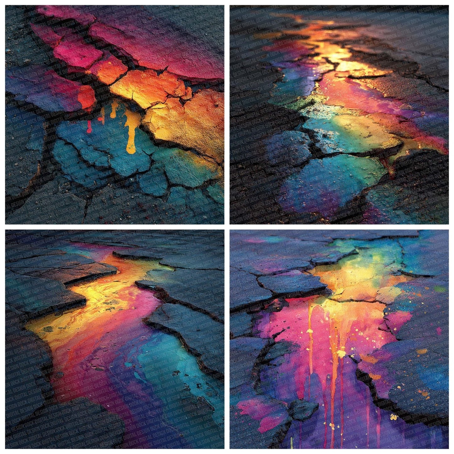 Oil Slick Asphalt Digital Paper Pack (DDD002810)