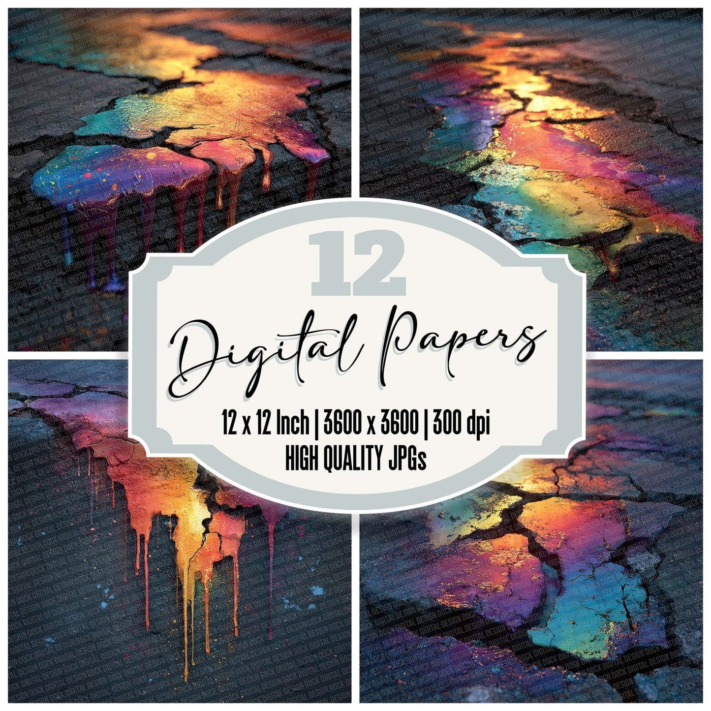 Oil Slick Asphalt Digital Paper Pack (DDD002810)