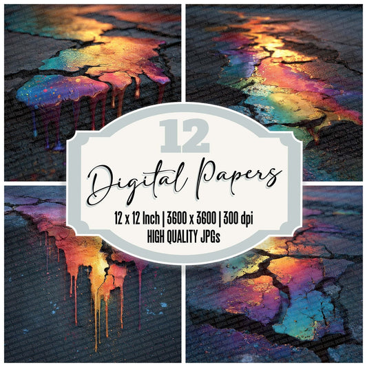Oil Slick Asphalt Digital Paper Pack (DDD002810)