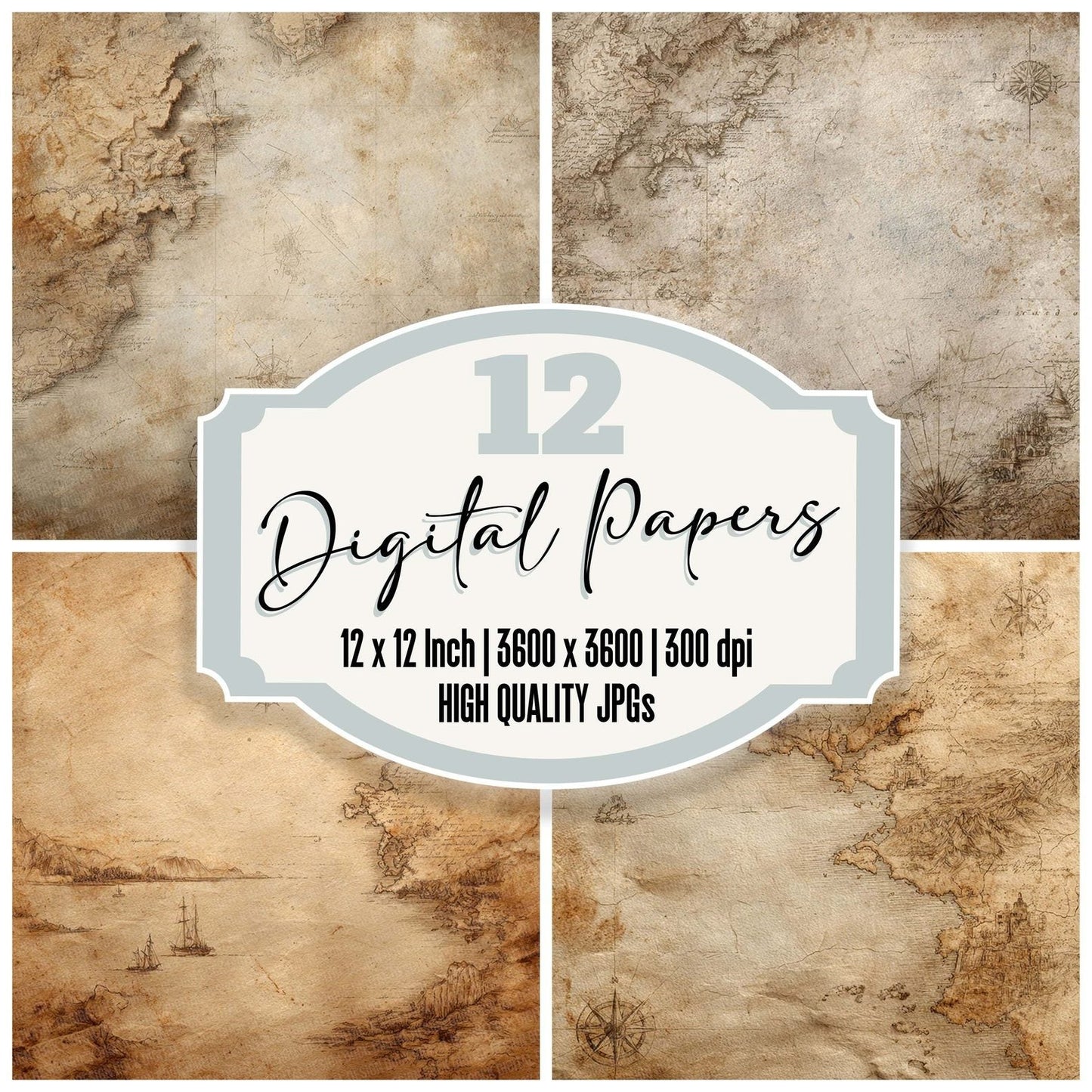 OldMap Notes Wash Digital Paper Pack (DDD002816)