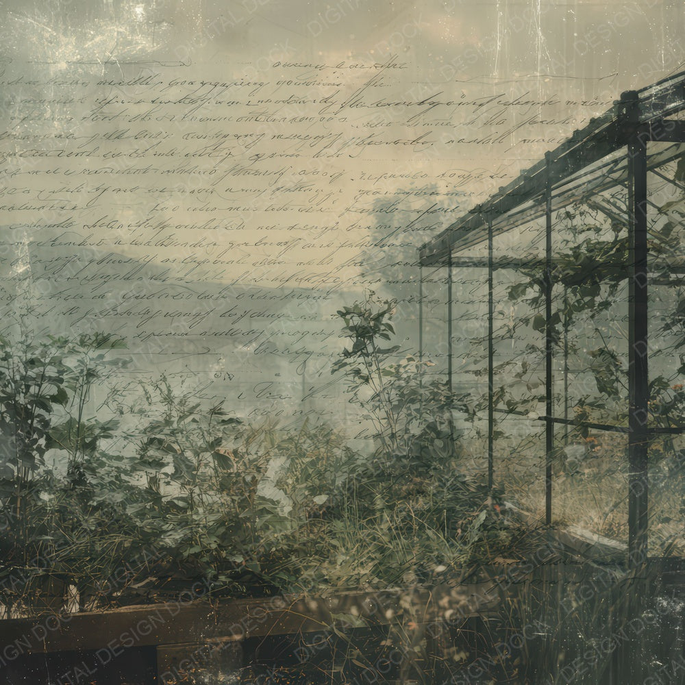Old Abandoned Greenhouse Night Scene Digital Paper Pack (DDD012285)