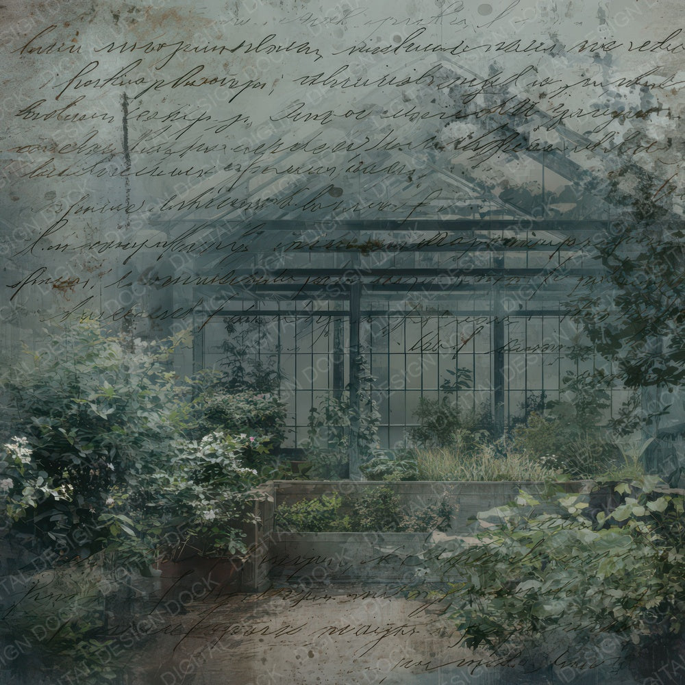 Old Abandoned Greenhouse Night Scene Digital Paper Pack (DDD012285)
