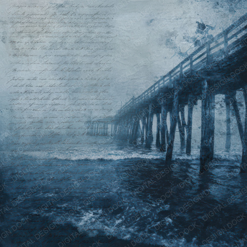 Old Abandoned Pier Night Scene Digital Paper Pack (DDD012286)