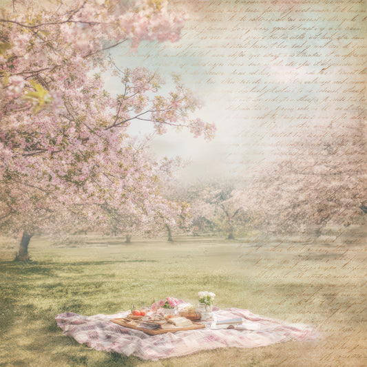 Old Blossom Picnic Scene Digital Paper Pack (DDD012225)
