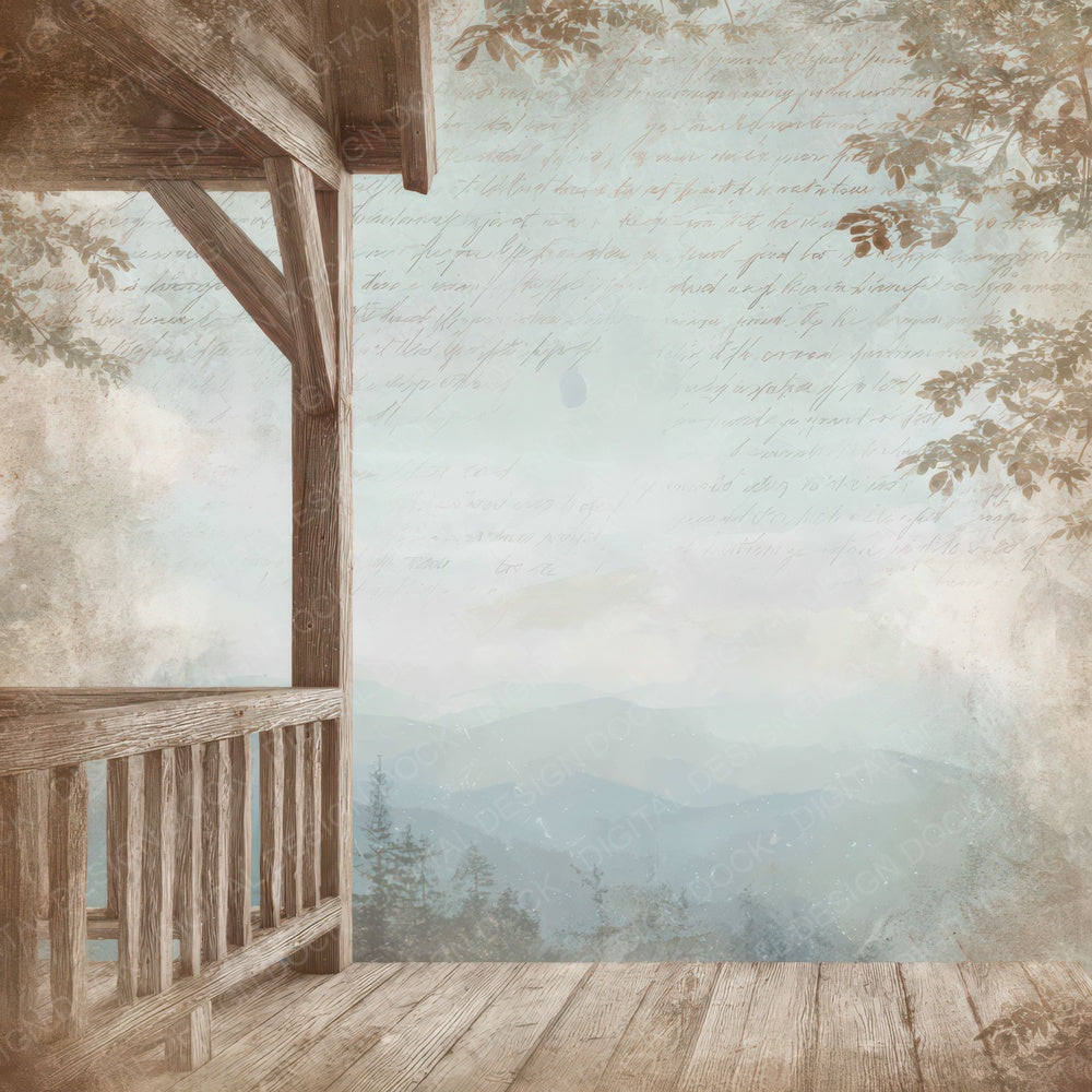 Old Cabin Porch Mountain Scene Digital Paper Pack (DDD012205)