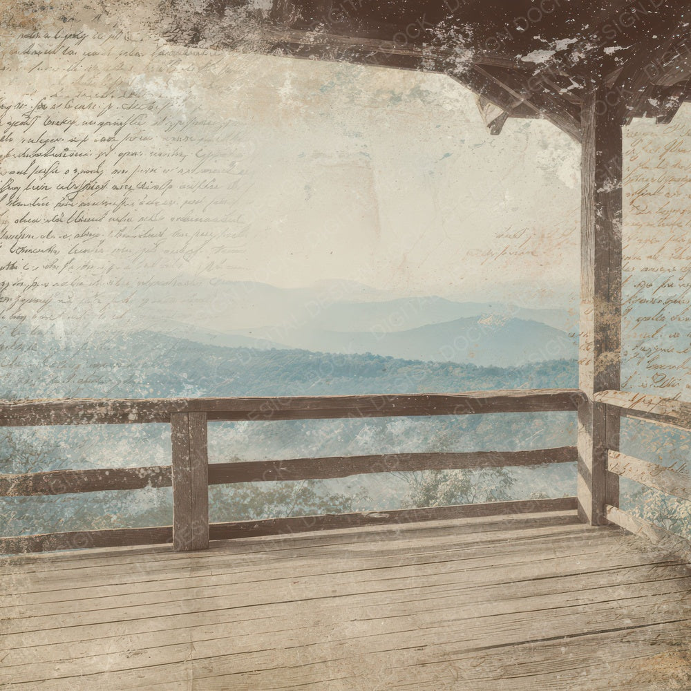 Old Cabin Porch Mountain Scene Digital Paper Pack (DDD012205)