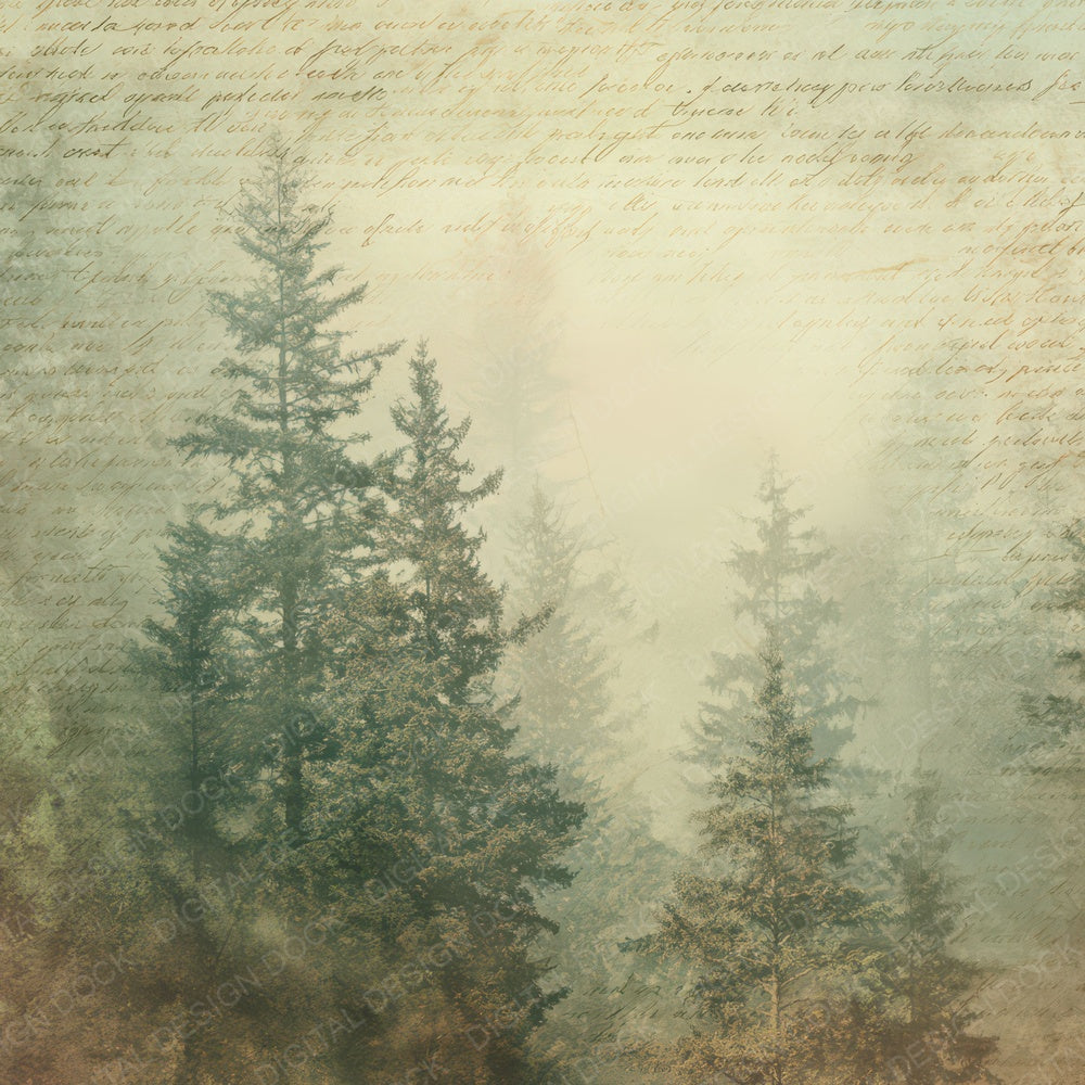 Old Cabin Window Forest Scene Digital Paper Pack (DDD012226)