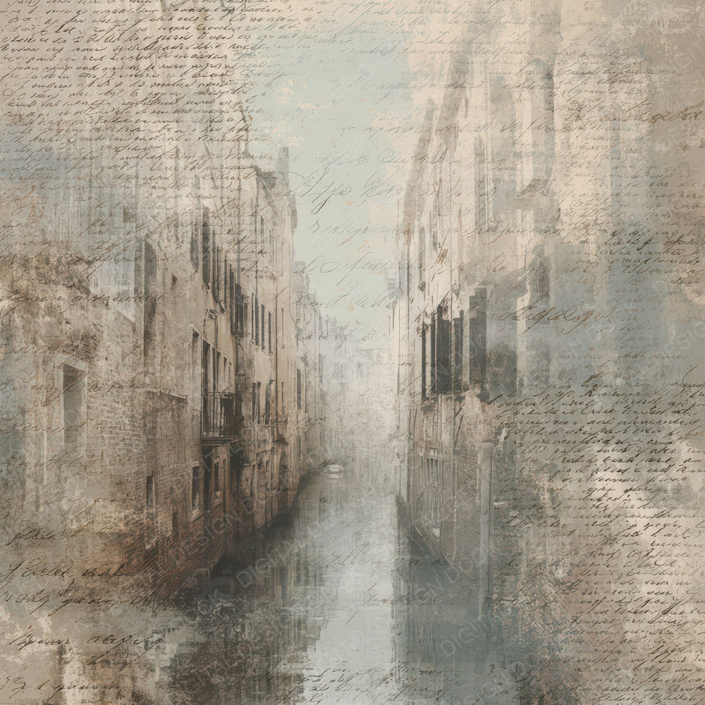 Old Canal Alleyway Scene Digital Paper Pack (DDD012227)