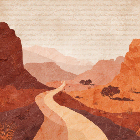 Old Canyon Road Desert Scene Digital Paper Pack (DDD012206)