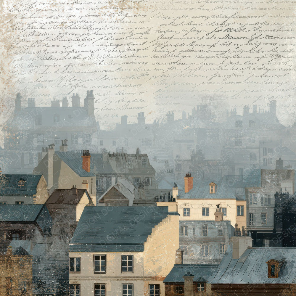 Old City Rooftop Skyline Scene Digital Paper Pack (DDD012207)