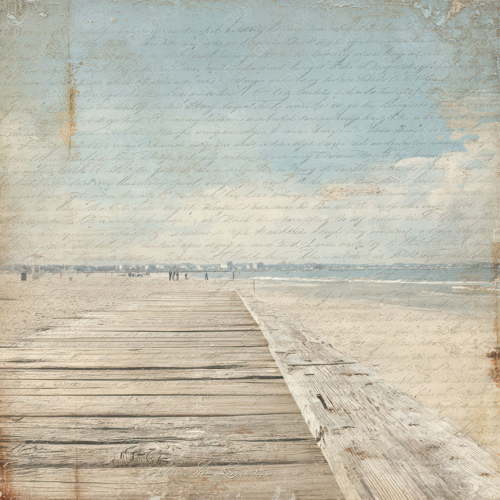 Old Coastal Boardwalk Scene Digital Paper Pack (DDD012228)