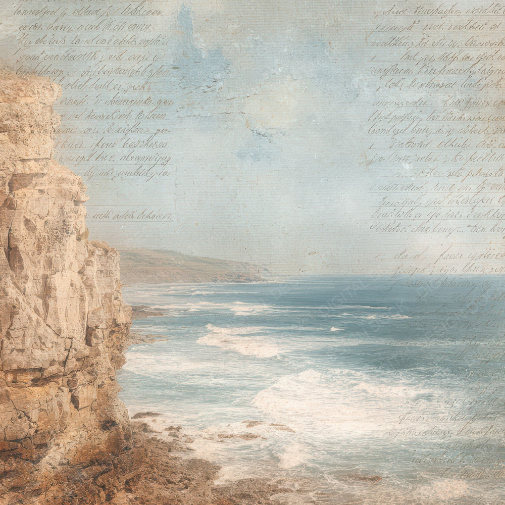 Old Coastal Cliff Script Digital Paper Pack (DDD008834)