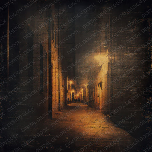 Old Dark Alley Night Scene Digital Paper Pack (DDD012288)