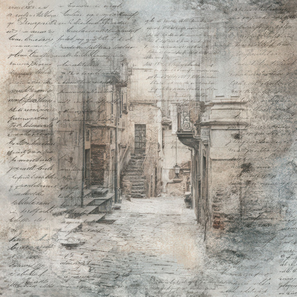 Old European Street Cobblestone Scene Digital Paper Pack (DDD008836)