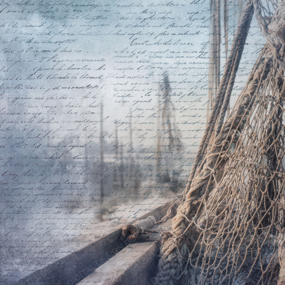 Old Harbor Fishing Nets Scene Digital Paper Pack (DDD012230)