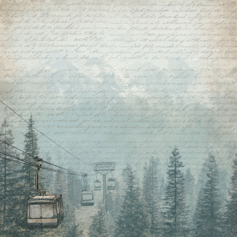 Old Mountain Cable Car Scene Digital Paper Pack (DDD012290)