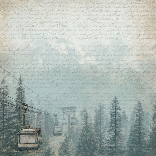 Old Mountain Cable Car Scene Digital Paper Pack (DDD012290)