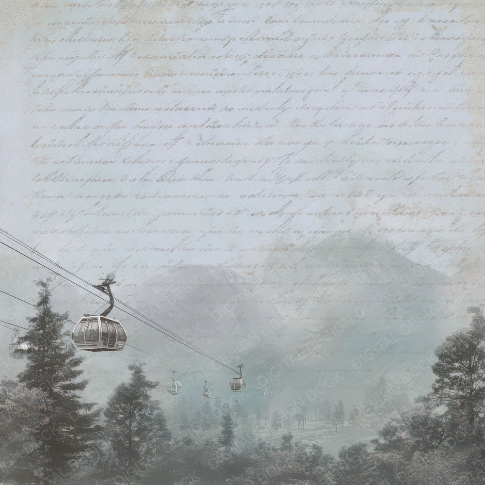 Old Mountain Cable Car Scene Digital Paper Pack (DDD012290)